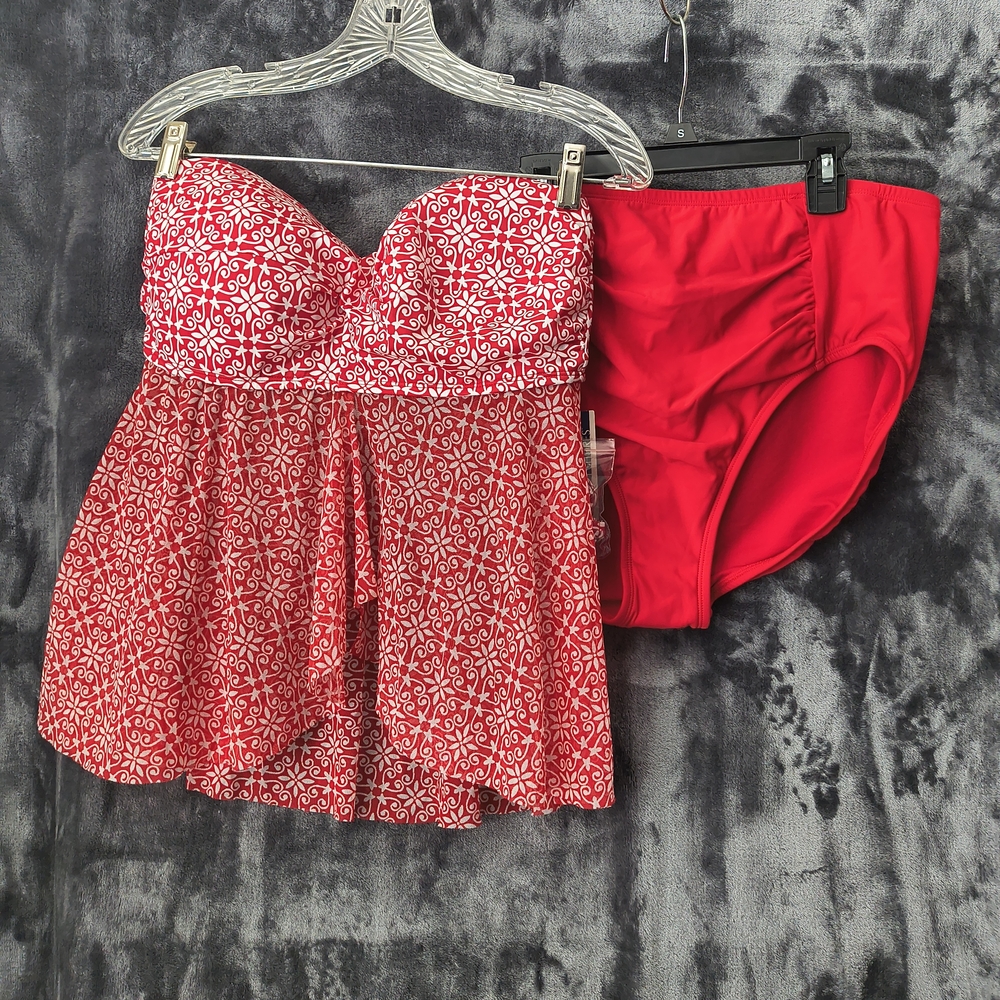 Sonnet Shores Red Beach Dandy Bikini Patterned Swim Suit Women's 14